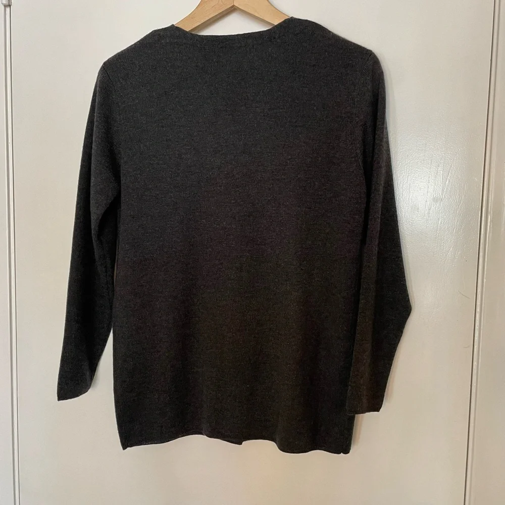 Cardigan Sweater Gray Mark Shale 100% Extra Fine Merino Wool - Picture 9 of 10